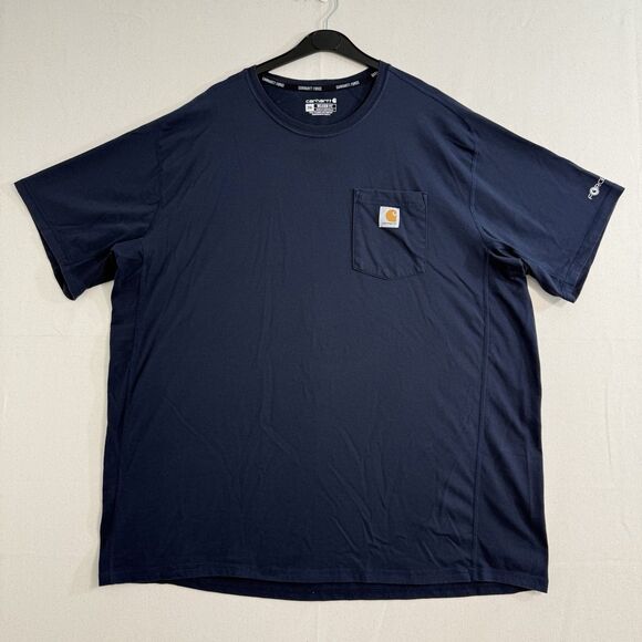 Carhartt T-Shirt Mens 2XL Blue Crew Neck Relaxed Fit Carhartt Workwear Pocket - Picture 1 of 9